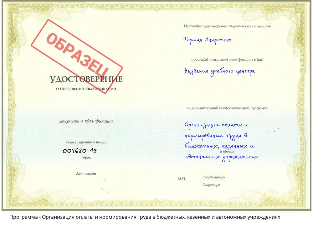 Организация оплаты и нормирования труда в бюджетных, казенных и автономных учреждениях Кузнецк
