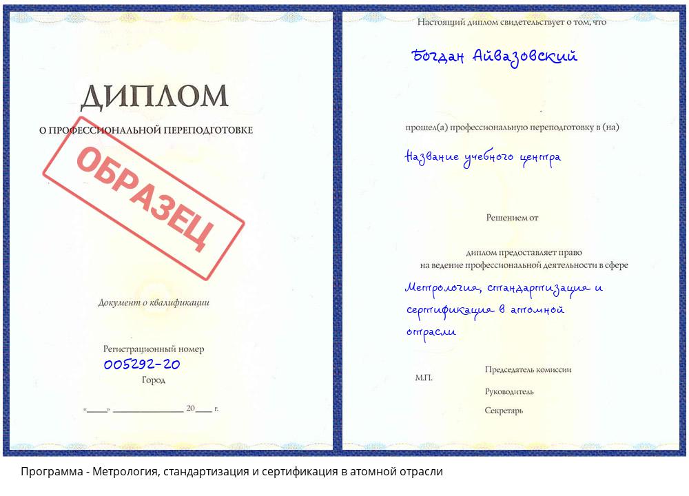 Метрология, стандартизация и сертификация в атомной отрасли Кузнецк