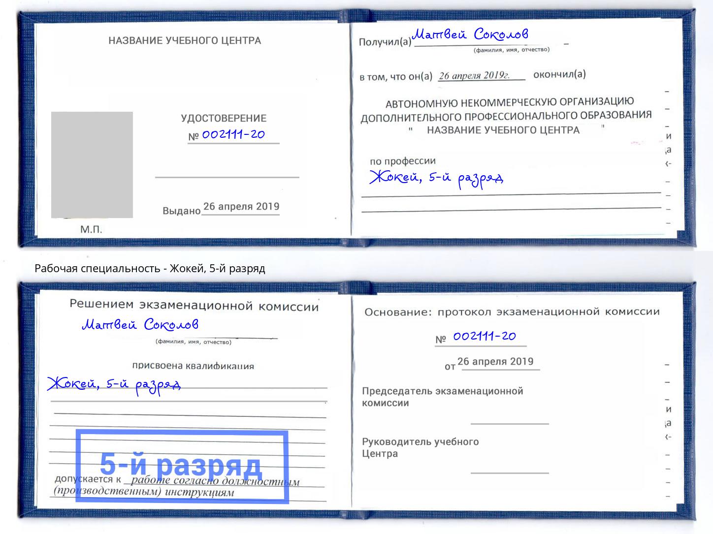 корочка 5-й разряд Жокей Кузнецк