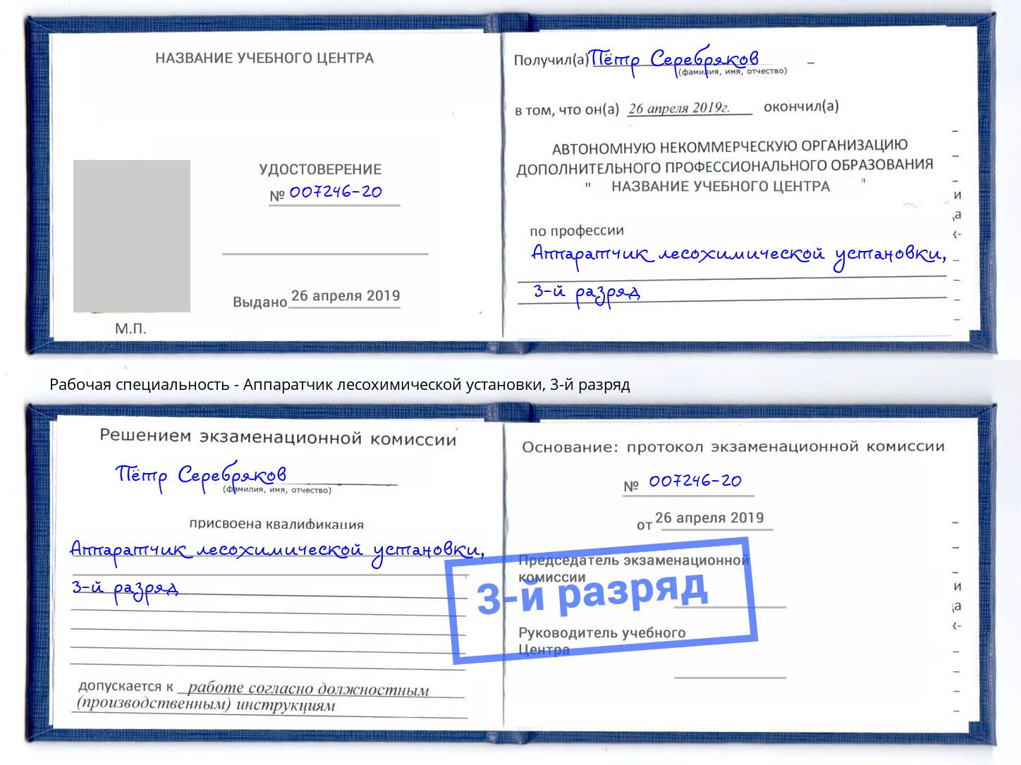 корочка 3-й разряд Аппаратчик лесохимической установки Кузнецк