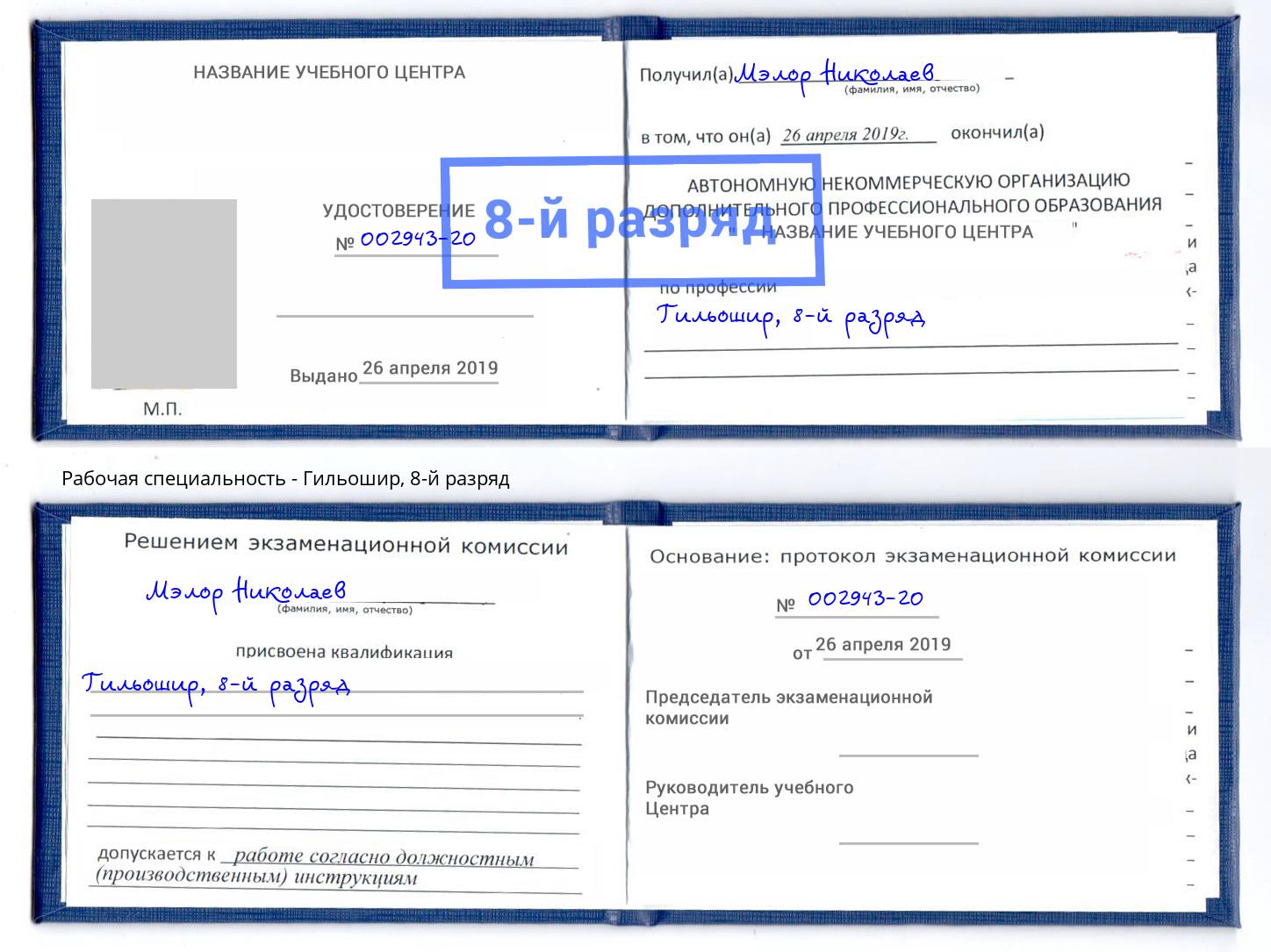 корочка 8-й разряд Гильошир Кузнецк