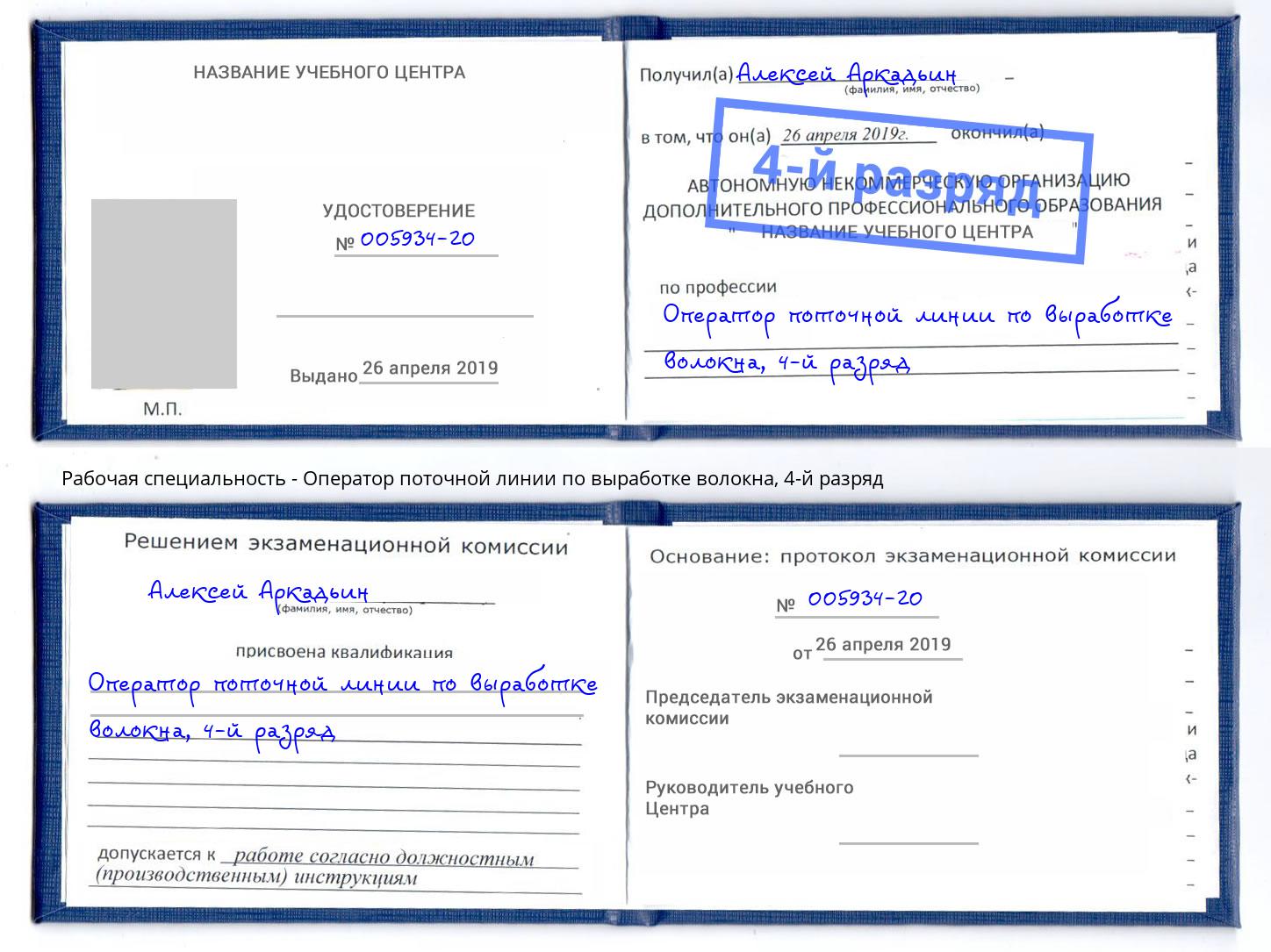 корочка 4-й разряд Оператор поточной линии по выработке волокна Кузнецк